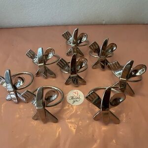 Silverware Napkin Ring Set - Silver Stainless Look set 8